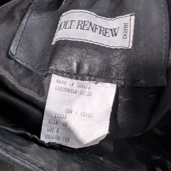 Vintage Holt Renfrew | Women's Pleated Leather Pants In Black - Picture 4 of 14